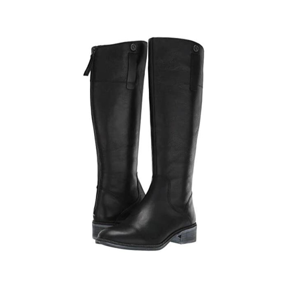 FRANCO SARTO Becky BLACK Weathered Leather 15.5" WIDE CALF Boots Womens 7, 7.5